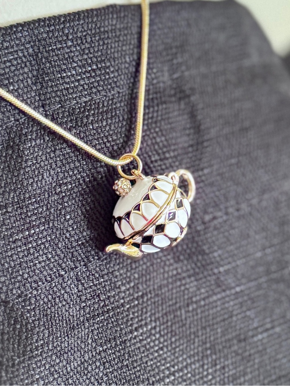 Teapot Locket Necklace | 36” Chain | Kate Spade Inspired | Alice in Wonderland - Picture 13 of 13